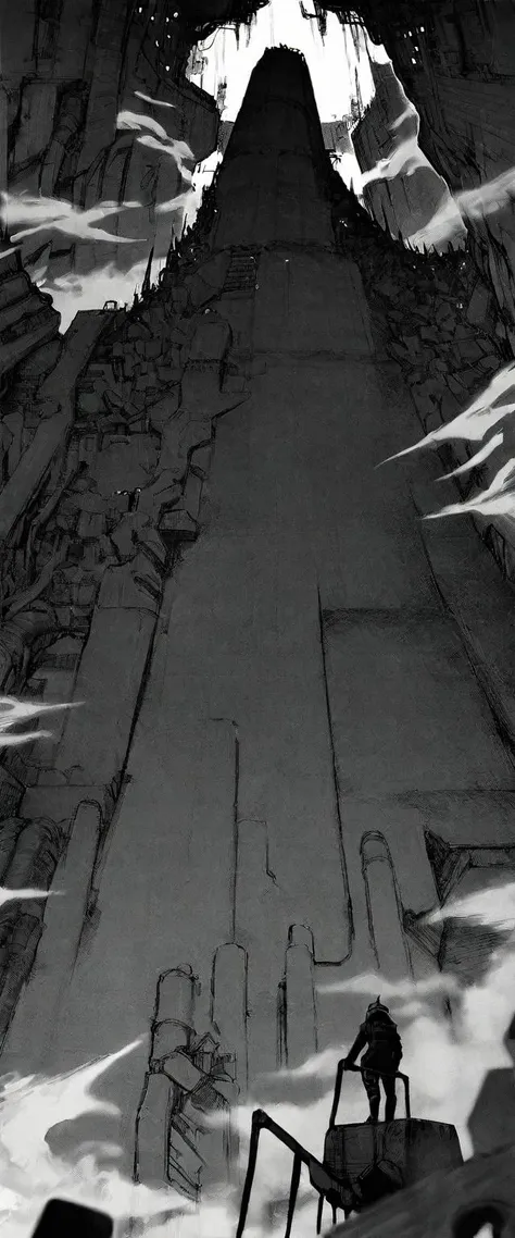 TNstyle, manga, monochrome, (megastructure), from below, concrete walls, pipes, frames, cables, deep, chaotic, dome, giant room, huge, heavy equipment, deep, fog, giant room, weird, colossal structure, labyrinthine dungeon, deep darkness, shadows, mecha, bulldozer, (doll:1.1), Toa Heavy Industries, thousands of years later, melancholy atmosphere, dreamlike,
Depth of Field, sharp focus, Depth and Perspective, bokeh, film grain, taken by Yousuf Karsh,
beautiful, aesthetic, extremely detailed, beautiful color, amazing quality, best quality, high quality, masterpiece, <lora:Tsutomu_Nihei_OaN_Style:1>,