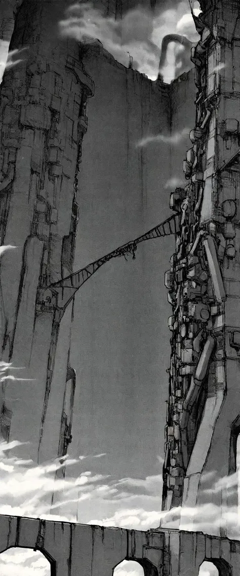TNstyle, manga, monochrome, (megastructure), from below, concrete walls, pipes, frames, cables, deep, chaotic, dome, giant room, huge, heavy equipment, deep, fog, giant room, weird, colossal structure, labyrinthine dungeon, deep darkness, shadows, mecha, bulldozer, (doll:1.1), Toa Heavy Industries, thousands of years later, melancholy atmosphere, dreamlike,
Depth of Field, sharp focus, Depth and Perspective, bokeh, film grain, taken by Edward Weston,
beautiful, aesthetic, extremely detailed, beautiful color, amazing quality, best quality, high quality, masterpiece, <lora:Tsutomu_Nihei_OaN_Style:1>,