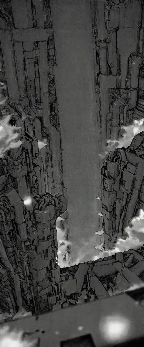 TNstyle, manga, monochrome, (megastructure), from above, concrete walls, pipes, frames, cables, deep, chaotic, dome, giant room, huge, heavy equipment, deep, fog, giant room, weird, colossal structure, labyrinthine dungeon, deep darkness, shadows, mecha, bulldozer, (doll:1.1), Toa Heavy Industries, thousands of years later, melancholy atmosphere, dreamlike,
Depth of Field, sharp focus, Depth and Perspective, bokeh, film grain, taken by August Sander,
beautiful, aesthetic, extremely detailed, beautiful color, amazing quality, best quality, high quality, masterpiece, <lora:Tsutomu_Nihei_OaN_Style:1>,