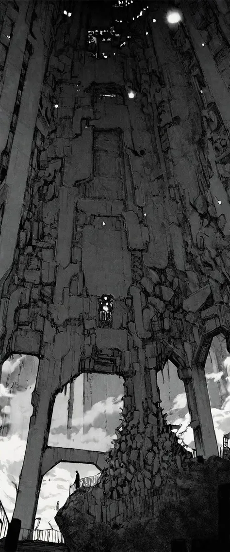 TNstyle, manga, monochrome, (megastructure), from below, concrete walls, pipes, frames, cables, deep, chaotic, dome, giant room, huge, heavy equipment, deep, fog, giant room, weird, colossal structure, labyrinthine dungeon, deep darkness, shadows, mecha, bulldozer, (doll:1.1), Toa Heavy Industries, thousands of years later, melancholy atmosphere, dreamlike,
Depth of Field, sharp focus, Depth and Perspective, bokeh, film grain, taken by Henri Cartier-Bresson,
beautiful, aesthetic, extremely detailed, beautiful color, amazing quality, best quality, high quality, masterpiece, <lora:Tsutomu_Nihei_OaN_Style:1>,