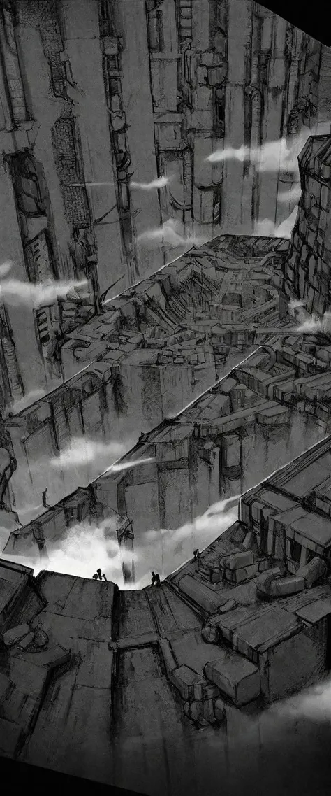 TNstyle, manga, monochrome, (megastructure), from above, concrete walls, pipes, frames, cables, deep, chaotic, dome, giant room, huge, heavy equipment, deep, fog, giant room, weird, colossal structure, labyrinthine dungeon, deep darkness, shadows, mecha, bulldozer, (doll:1.1), Toa Heavy Industries, thousands of years later, melancholy atmosphere, dreamlike,
Depth of Field, sharp focus, Depth and Perspective, bokeh, film grain, taken by Nan Goldin,
beautiful, aesthetic, extremely detailed, beautiful color, amazing quality, best quality, high quality, masterpiece, <lora:Tsutomu_Nihei_OaN_Style:1>,