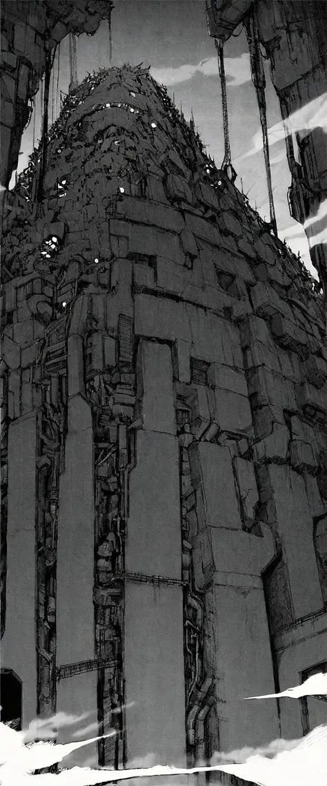 TNstyle, manga, monochrome, (megastructure), from below, concrete walls, pipes, frames, cables, deep, chaotic, dome, giant room, huge, heavy equipment, deep, fog, giant room, weird, colossal structure, labyrinthine dungeon, deep darkness, shadows, mecha, bulldozer, (doll:1.1), Toa Heavy Industries, thousands of years later, melancholy atmosphere, dreamlike,
Depth of Field, sharp focus, Depth and Perspective, bokeh, film grain, taken by Richard Avedon,
beautiful, aesthetic, extremely detailed, beautiful color, amazing quality, best quality, high quality, masterpiece, <lora:Tsutomu_Nihei_OaN_Style:1>,