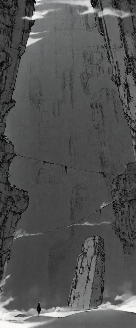 TNstyle, manga, monochrome, (megastructure), from below, concrete walls, pipes, frames, cables, deep, chaotic, dome, giant room, huge, heavy equipment, deep, fog, giant room, weird, colossal structure, labyrinthine dungeon, deep darkness, shadows, mecha, bulldozer, (doll:1.1), Toa Heavy Industries, thousands of years later, melancholy atmosphere, dreamlike,
Depth of Field, sharp focus, Depth and Perspective, bokeh, film grain, taken by Alfred Stieglitz,
beautiful, aesthetic, extremely detailed, beautiful color, amazing quality, best quality, high quality, masterpiece,  <lora:Tsutomu_Nihei_OaN_Style:1>,
