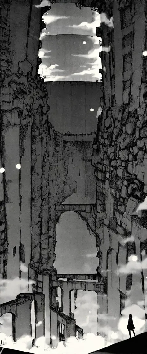 TNstyle, manga, monochrome, (megastructure), from below, concrete walls, pipes, frames, cables, deep, chaotic, dome, giant room, huge, heavy equipment, deep, fog, giant room, weird, colossal structure, labyrinthine dungeon, deep darkness, shadows, mecha, bulldozer, (doll:1.1), Toa Heavy Industries, thousands of years later, melancholy atmosphere, dreamlike,
Depth of Field, sharp focus, Depth and Perspective, bokeh, film grain, taken by Irving Penn,
beautiful, aesthetic, extremely detailed, beautiful color, amazing quality, best quality, high quality, masterpiece, <lora:Tsutomu_Nihei_OaN_Style:1>,