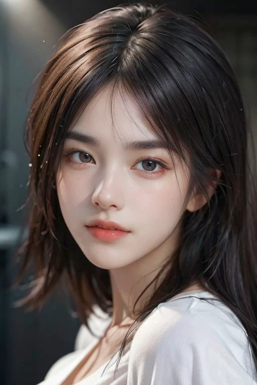 dressed, (photo realistic:1.4), (hyper realistic:1.4), (realistic:1.3),
(smoother lighting:1.05), (increase cinematic lighting quality:0.9), 32K,
1girl,20yo girl, realistic lighting, backlighting, light on face, ray trace, (brightening light:1.2), (Increase quality:1.4),
(best quality real texture skin:1.4), finely detailed eyes, finely detailed face, finely quality eyes,
(tired and sleepy and satisfied:0.0), face closeup, t-shirts,
(Increase body line mood:1.1), (Increase skin texture beauty:1.1)
<lora:cutieMixGirl_V1:0.7>