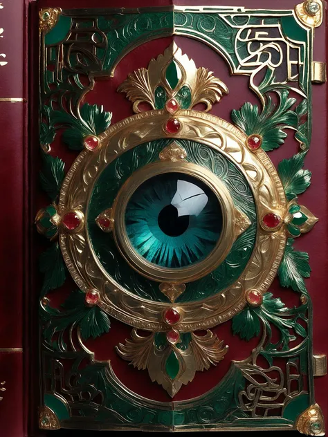 masterpiece,best quality,depth of field,aesthetic,
Victorian style book. The book features artistic patterns and a eye is drawn in the centre of the book. Perfect composition,luxurious design with stone inlay,lots of light pastel harmonious colours,the background of the book is in dark burgundy tones,small green details and expensive emerald stones are present,stylish,
<lora:add-detail-xl:1>,<lora:AetherPunkAI:0.5>,AetherPunkAI,