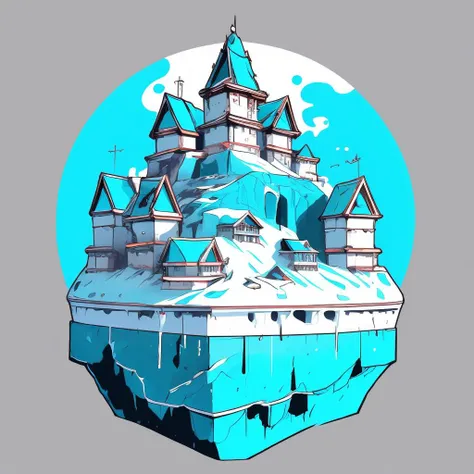 (Turquoise color palette theme), an advanced city located underneath the Antarctic ice, safe from global warming <lora:Tshirt_design:1>