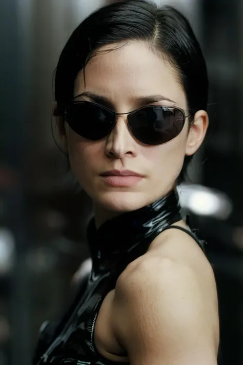 medium shot, Trinity, sunglasses, fighting stance, realistic, natural lighting, post-processing, ultra realistic, highly detailed, very detailed, cinematic, hyper realistic, intricate scenery, sharp, photo by Annie Leibovitz, film, studio lighting, detailed skin, ultra realistic, bokeh, sharp features <lora:Trinity:0.8>