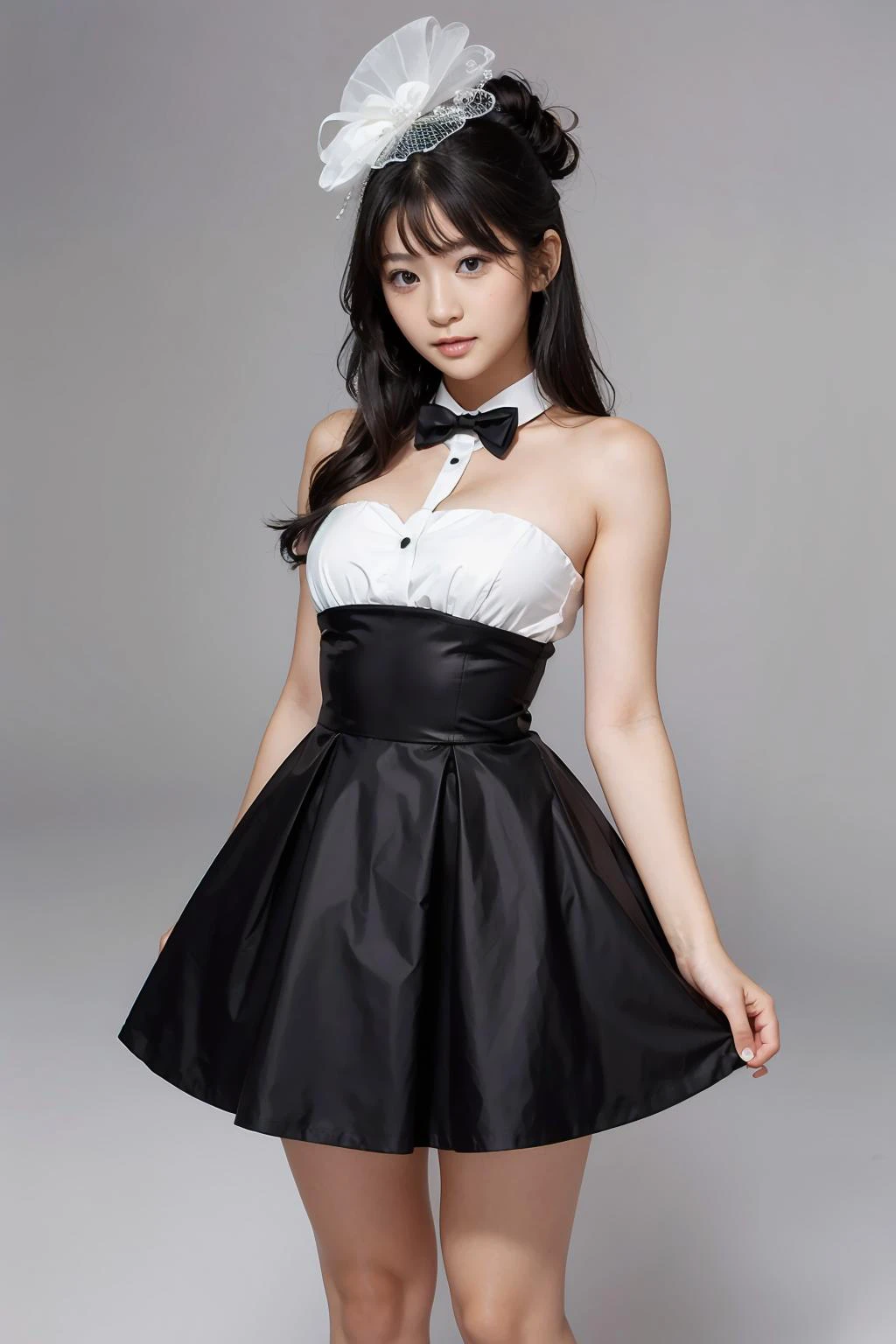 1girl, black random formal attire, white background, <lora:MeguriJAV-02:1>