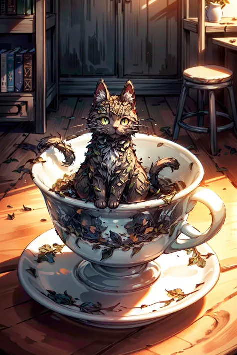 <lora:Tea_Leaf_Reading_Style_SD15:1>, (martius_tea), tea leaves forming the shape of a cat on the bottom of an empty tea cup,
<lora:more_details:0.8>, extremely detailed, CG, finely detail, (masterpiece, best quality):2.0, (intricate details, depth of field),
8k, HDR, ultra detailed, ((photorealistic)), professional light, cinematic lighting, fashion photography, ambient lighting, atmospheric effects,