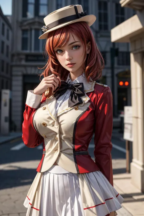 Hard breast, redhead, red hair, freckles, long straight hair, European youth, (highschool uniform), detailed face, detailed eyes, leg focus, fashion photorealism, photography, sharpness, unique 850 4, rich color, hyperrealistic texture, spectacular light texture, surreal art, Cinestil 800 fashion mechanism
