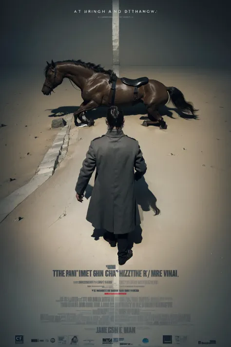 <lora:FriedrichNietzsche:0.7> friedrichnietzsche, gray coat
<lora:concept_akiraposter-11:1.0> akiraposter, from above, from behind, walking, lying horse