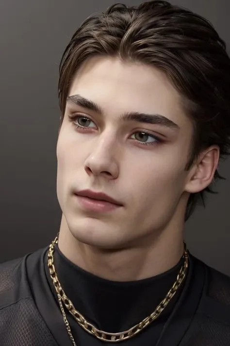 michal, not erotic, face, ((gray background)), more chains, upper body, mesh, chain, muscular, (absurdres, highres, ultra detailed),((masterpiece)), ((best quality:1.1)), High Resolution, 8k,1boy, best quality, masterpiece, (photorealistic:1.4), 4k, high quality, masterpiece, best quality, highres, dynamic poses, realistic, mature male, looking at viewer <lora:michal-03:0.7>