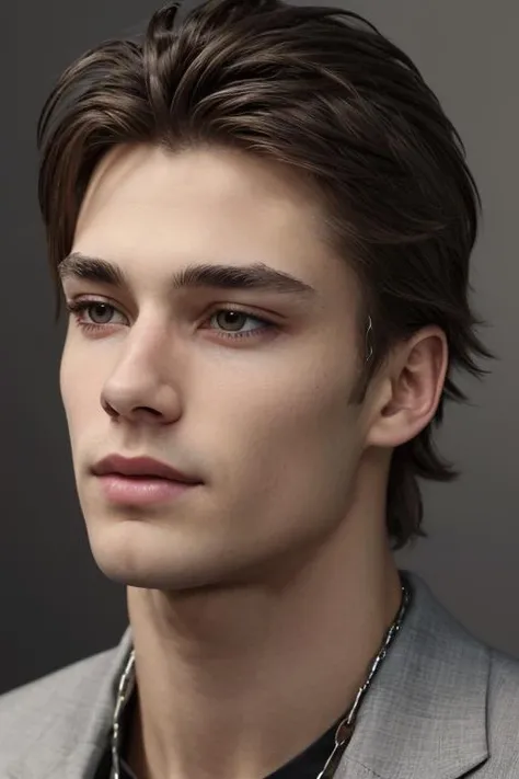 michal, not erotic, face, ((gray background)), more chains, upper body, mesh, chain, muscular, (absurdres, highres, ultra detailed),((masterpiece)), ((best quality:1.1)), High Resolution, 8k,1boy, best quality, masterpiece, (photorealistic:1.4), 4k, high quality, masterpiece, best quality, highres, dynamic poses, realistic, mature male, looking at viewer <lora:michal:0.6>