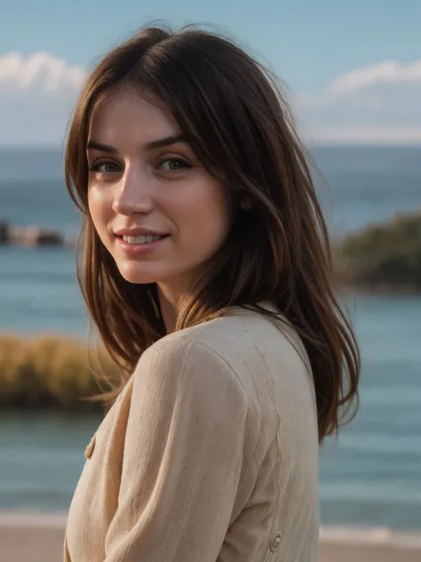 anamr <lora:AnaDeArmasV2Dogu:1> smiling, detailed skin, 8k uhd, dslr, soft lighting, high quality, film grain, long hair, 4K, HDR, outdoors, sunny, detailed face, detailed body, Intricate, High Detail, Sharp focus, studio lighting, detailed skin, detailed, detailed face,