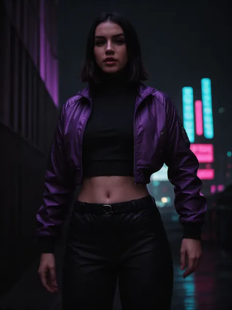 analog film photo anamr,<lora:AnaDeArmasV2Dogu:0.85>,outside, balderunner scifi city,rainy,wearing long jacket and black pants, closed jacket, neon city, grainy, vignette, vintage, cyberpunk, vaporwave, neon, vibes, vibrant, stunningly beautiful, crisp, detailed, sleek, ultramodern, magenta highlights, dark purple shadows, high contrast, cinematic, ultra detailed, intricate, professional