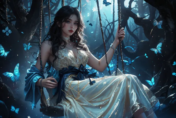 (masterpiece, top quality, best quality, official art, beautiful and aesthetic:1.2),cover art,
sleek,dark,highly detailed,Dynamic Angle,Dynamic posture,
xuer swing,high gloss,extremely beautiful skin,natural skin texture,(Milky skin:1.2),(shiny skin:1.4),1gir,solo,Dresses,
(dark blue and black butterflies:1.1),
<lora:~Q?-ySC xuer swing:0.8>,