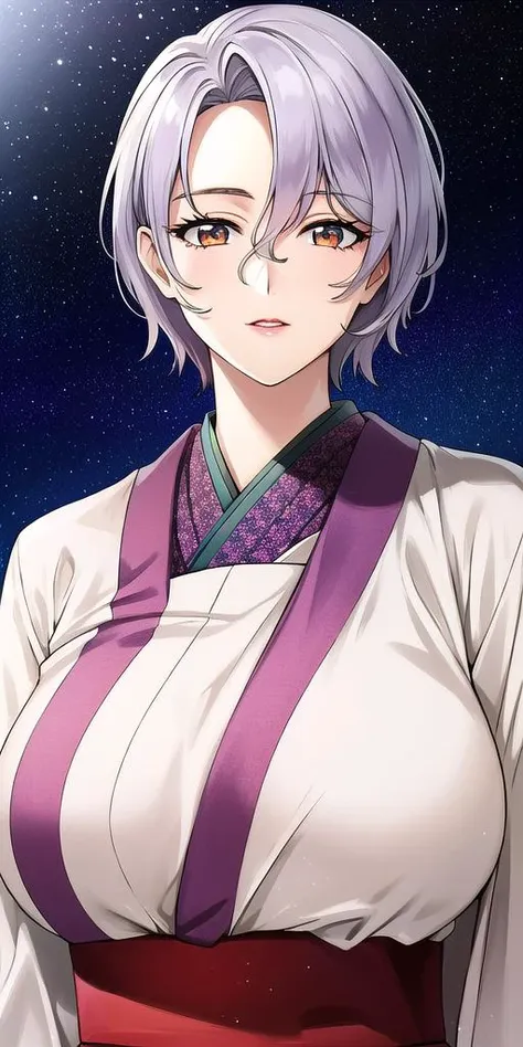 <lora:SallySaintFordV2:0.7> sallysaintford, huge_breasts, standing, solo, kimono, starry_sky,, masterpiece, best_quality, detailed_face, detailed_eyes, highres, beautiful, detailed,