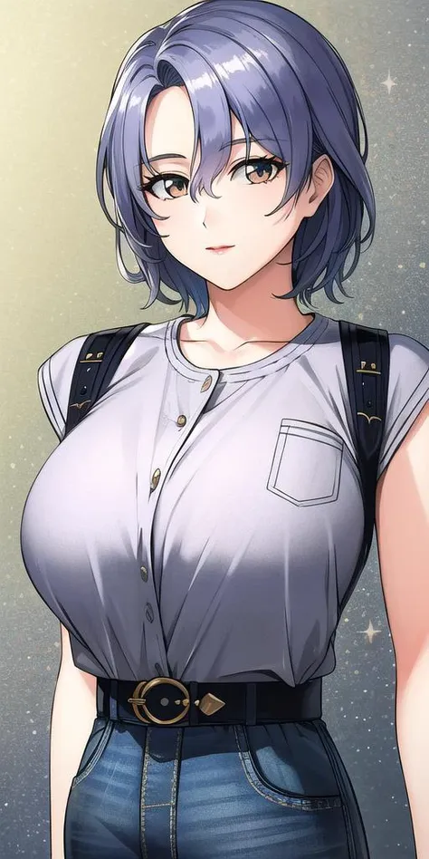 <lora:SallySaintFordV2:0.7> sallysaintford, huge_breasts, standing, solo, denim_shorts, starry_sky,, masterpiece, best_quality, detailed_face, detailed_eyes, highres, beautiful, detailed,