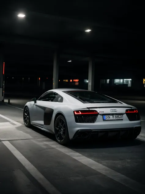 audir84ssports car, race, road, speed, back view, action, moving, vehicle focus, professional photo , night, aesthetic, natural light, highly detailed, (highly detailed background), detailed textures, wide angle, 8k, HDR, professional photoshoot, high quality photo, realistic photo, realistic shadows, detailed shadows, realistic proportions,film grain, raw photo, (raytracing), <lora:AUDIR84S_LORA:0.7>, slate atmosphere, cinematic, dimmed colors, dark shot, muted colors, film grainy, lut, spooky