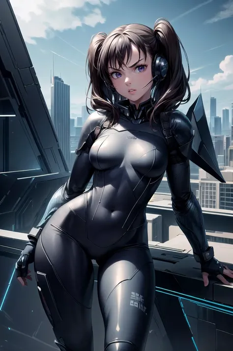 (masterpiece, best quality, detailed), 1girl, solo, sdsDiane, looking at viewer,
<lora:StealthTech:1>, stealthtech, cutting edge, scifi, bodysuit, shoulder armor, interface headset, sleek angular, outdoors, rooftop, day, cityscape, blue sky, cloud, scenery, railing, contrapposto, parted lips, v-shaped eyebrows, serious