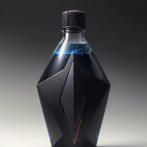 stealthtech , <lora:StealthTech-20:0.8> (symmetrical, low angle, sleek angular bottle), ( liquid potion:1.2) , , scifi,