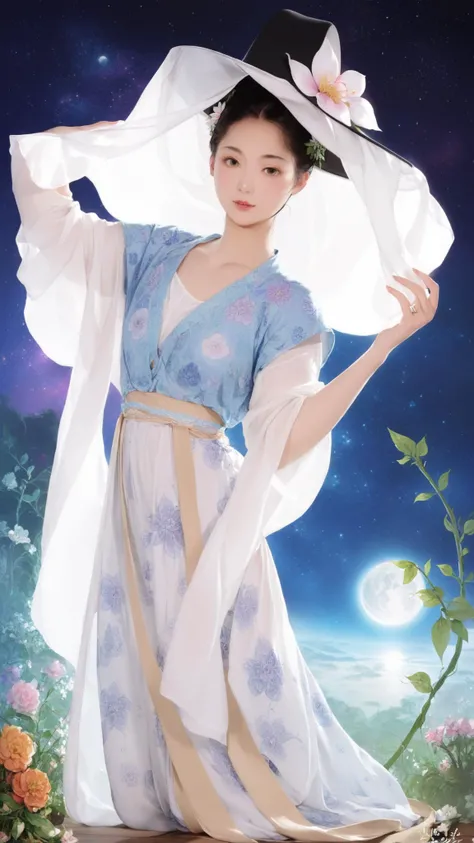 score_9, score_8_up, score_7_up,
veil_hat, hanfu
looking looking at viewer,
1girl, glowing, abstract, flower, leaf, vines, floral work, abstract, simplicity, light from up, reflecting floor, floral print, white, pose, contrapposto, stars, nebula, moon<lora:veil-hat-v_pony-000007:0.8>
