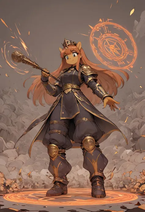 fca style, cel-shading, in the style of Beatrix Potter, score_9, score_8_up, score_8, anthro, 1 woman, long hair, bangs, in iron metal armor, hold a very large stick in the hand, magic circle on the ground below the stick and the girl, summoning circle, (1 very huge ice golem), g0thicPXL, ,2D, score_anime, best quality, <lora:OtherStyle_04_maleStyleV2:1> <lora:Jabstyle_AMXLV1:.8>. Jabstyle, <lora:detailed_notrigger:1>, score_9, score_8_up, score_7_up, <lora:Pony self01: 0.5>, <lora: OtherStyle_04_maleStyleV2:1 > <lora: Jabstyle_AMXLV1:.8> Jabstyle, <lora:detailed_notrigger:1>, score_9, score_8_up, score_7_up