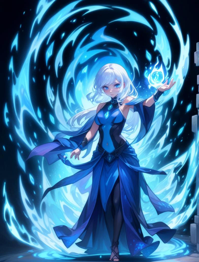 1girl, black background, blue eyes, blue skin, blue theme, breasts, casting spell, colored skin, dress, glowing, long hair, looking at viewer, medium breasts, simple background, solo, white hair
<lora:sdxl_casting_spell-000003:0.65>