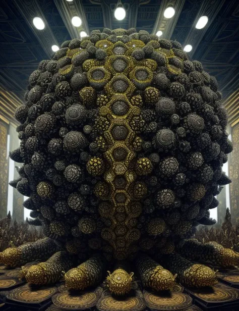 ((best quality)), ((masterpiece)), ((realistic)), (detailed), Ferocious Hive-like Eclectic Geometric, Octopod Bimanual, Unguligrade Appendages, nine-Tailed Short-Tailed, Scales, Snake Skin Texture, ((masterpiece)), absurdres, HDR, <lora:add_detail:1>, <lora:LowRA:0.5>