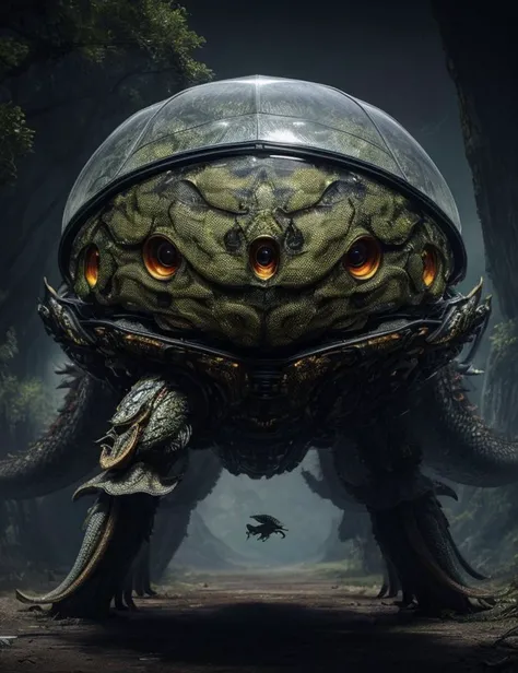 ((best quality)), ((masterpiece)), ((realistic)), (detailed), Large Camouflaged Cyborg Natural Blob-like, Octopod Decamanual, Feathered Appendages, Tailless Prehensile-Tailed, Transparent Skin, Dragon Wings, Serrated Jaw SlateGray, ((masterpiece)), 8K, HDR, <lora:add_detail:1>, <lora:LowRA:0.5>