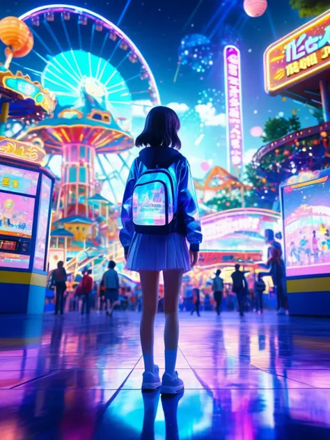1girl , Holographic Theme Park, anime, best quality