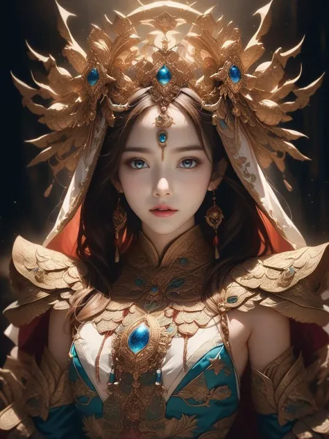 young woman humanoid, portrait photography, ornamental clothes, cinematic shot + photo taken by canon, photo taken by kodak + incredibly detailed, incredibly realistic + professional lighting + lightroom + cinematography, hyper realism, 8K movie quality