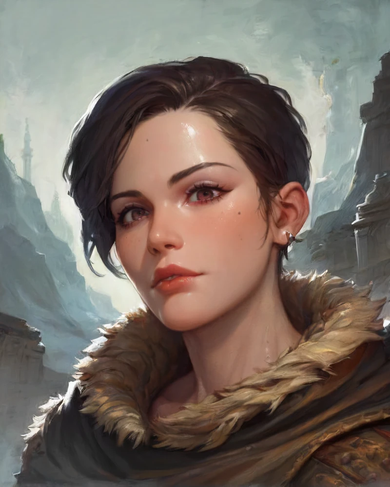 D&D style portrait, fantasy, zPDXL, (score_9, score_8_up, score_7_up,) complex background, detailed scenery, uhd, ((fantasy boatswain)), dynamic pose, BREAK 1girl, solo, rugged mature female, short hair, looking at viewer, upper body, confident, standing, outdoors, docks background, rpg portrait, <lora:EnvyCharacterPortraitHelperXL01:0.8> solo character portrait, dark background