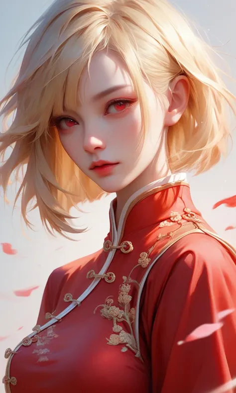 score_9, score_8_up, score_7_up, score_6_up, semi realistic, blonde hair, bob cut, red eyes, freckles, short hair, realistic lighting, detailed face, upper body, xian xia, chinese sword, chinese garden, hanfu, tang style outfits,<lora:hanfuTang_v32:0.7>