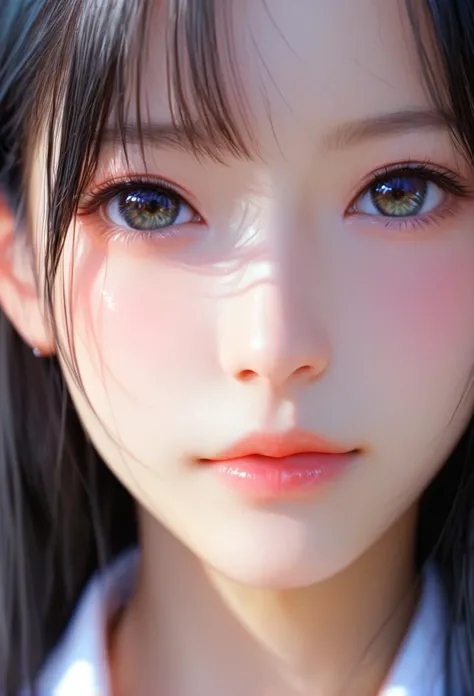 Close-up details, realistic style photo Japanese young woman, black hair, long hair, outstanding style, tall, cute, in her teens. Use soft lighting to cast gentle shadows on the subject, adding a touch of dimension to your images without compromising details, score_9, score_8_up, score_7_up