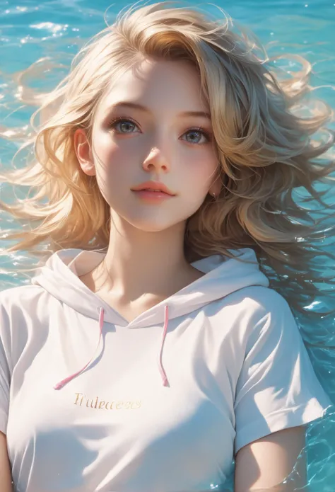 score_9, score_8_up, score_7_up, A hyper realistic ultra detailed photo of beautiful woman, fancy hair , golden blonde hair, ultrarealistic, cute, petite body, perky boobs, <lora:perfect-eyes:0.8> perfecteyes, , upper body , close up, portrait, looking at viewer, amusement , laying on back , casual outdoor background, wearing hoodie T-shirt , layered skirt