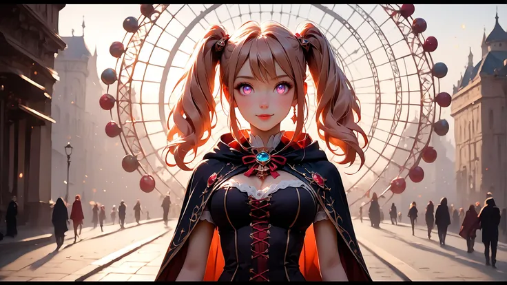 score_9, score_8_up, score_7_up, score_6_up, <lora:Clothed Slider_alpha1.0_rank4_noxattn_last:0.8>,, 1girl, <lora:Woman_1-000003:0.8>,, twintails, thighhighs, Concealed in a hooded cloak with just the eyes visible, glowing with evil., An expression of annoyance, with eyes rolled upward and a long, exasperated sigh., ferris wheel,, big breasts, slim body, (an extremely delicate and beautiful), kawaii, cute, small face, large breasts,, (HQ, masterpiece, best quality, ultra-detailed), cinematic lighting, Intricate, High Detail, Sharp focus, dramatic, masterpiece, best quality, ultra-detailed, detailed, detailed body, detailed face, good anatomy, perfect hands, perfect fingers, perfect face, perfect human body,,