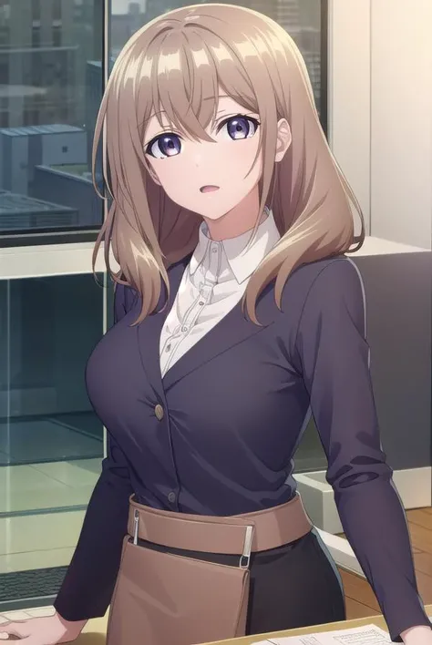 shiorikatase, <lyco:shiorikatase-lyco-nochekaiser:1>,
shiori katase, long hair, brown hair, hair between eyes, (purple eyes:1.1), light brown hair,
BREAK skirt, shirt, black skirt, formal, suit, pencil skirt, office lady, business suit,
BREAK looking at viewer, upper body, full body,
BREAK indoors, office,
BREAK <lyco:GoodHands-beta2:1>, (masterpiece:1.2), best quality, high resolution, unity 8k wallpaper, (illustration:0.8), (beautiful detailed eyes:1.6), extremely detailed face, perfect lighting, extremely detailed CG, (perfect hands, perfect anatomy),