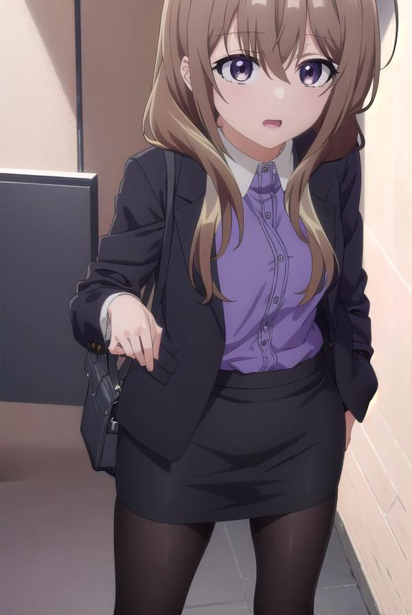 shiorikatase, <lyco:shiorikatase-lyco-nochekaiser:1>,
shiori katase, long hair, brown hair, hair between eyes, (purple eyes:1.1), light brown hair,
BREAK skirt, shirt, black skirt, formal, suit, pencil skirt, office lady, business suit,
BREAK looking at viewer, upper body, full body,
BREAK indoors, office,
BREAK <lyco:GoodHands-beta2:1>, (masterpiece:1.2), best quality, high resolution, unity 8k wallpaper, (illustration:0.8), (beautiful detailed eyes:1.6), extremely detailed face, perfect lighting, extremely detailed CG, (perfect hands, perfect anatomy),