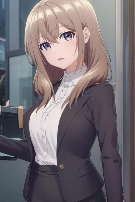 shiorikatase, <lyco:shiorikatase-lyco-nochekaiser:1>,
shiori katase, long hair, brown hair, hair between eyes, (purple eyes:1.1), light brown hair,
BREAK skirt, shirt, black skirt, formal, suit, pencil skirt, office lady, business suit,
BREAK looking at viewer, upper body, full body,
BREAK indoors, office,
BREAK <lyco:GoodHands-beta2:1>, (masterpiece:1.2), best quality, high resolution, unity 8k wallpaper, (illustration:0.8), (beautiful detailed eyes:1.6), extremely detailed face, perfect lighting, extremely detailed CG, (perfect hands, perfect anatomy),