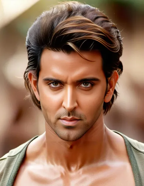 hires photo of hrithik roshan man, professional photograph, looking at viewer, realistic skin tones, background bokeh, film grain <lora:Hrithik_Roshan_SDXL_LoRA_v20:1>