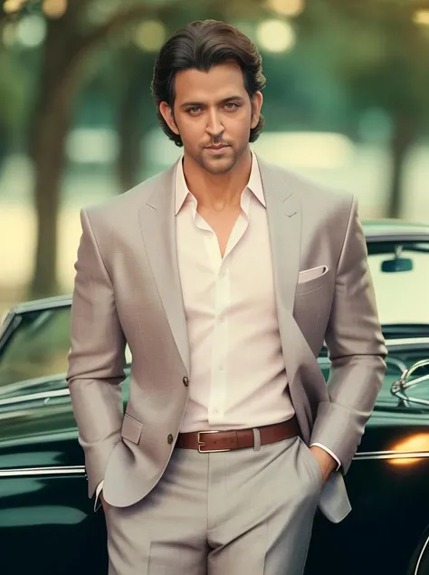 hires photo of hrro man, professional photograph, looking straight at viewer, realistic skin tones,formal suit, background bokeh, film grain <lora:HRRO_Hrithik_Roshan_SD15_LoRA:1>