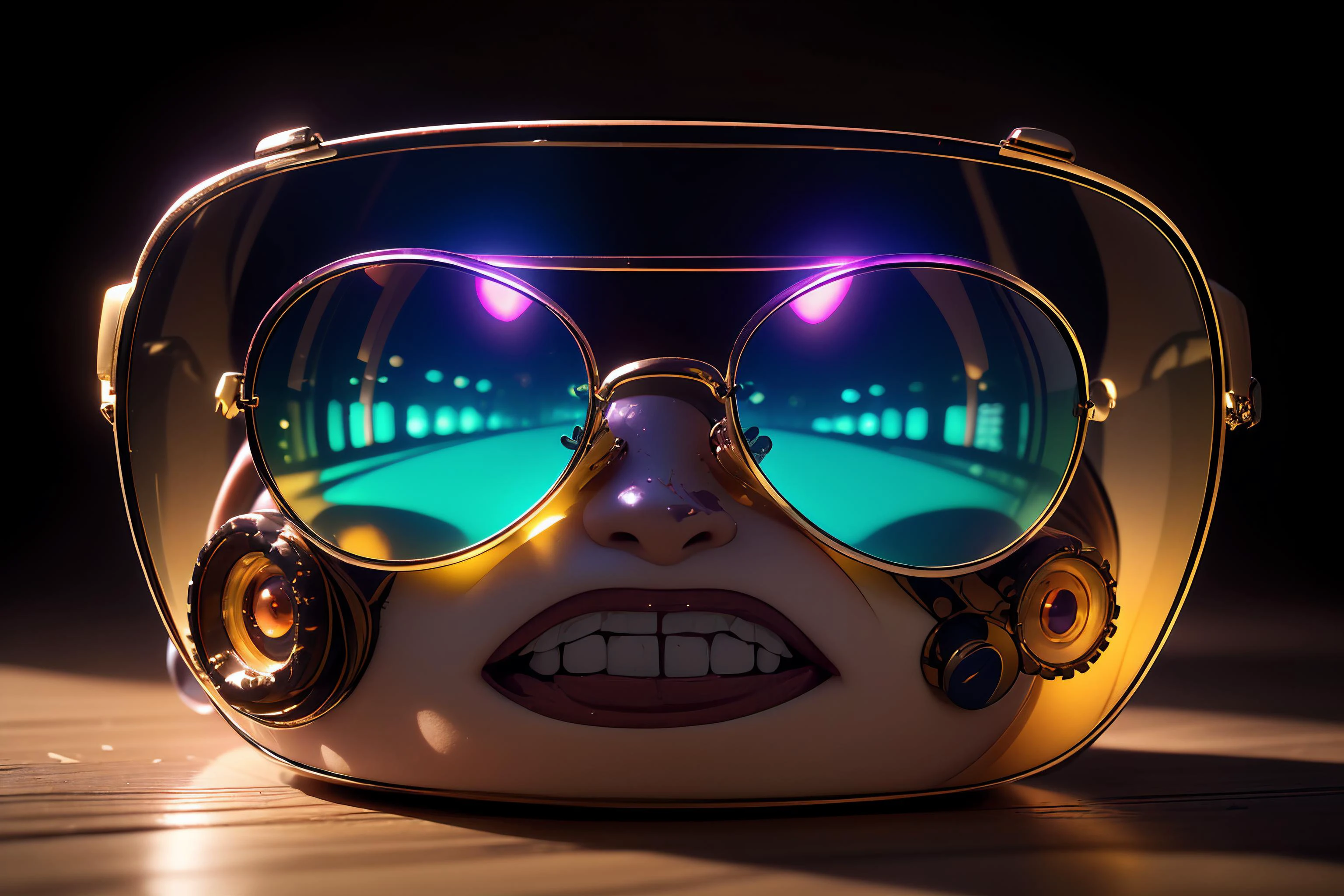 3d fluffy neonpunk style cinematic photo maximum fidelity, best perspective, (miniature shrunken full-body punk rebel curled up, (aviators eye macro)), mask, <lora:AdvancedEnhancer:0.8> BREAK film, analog film, hard light, soft light, dramatic lighting, neon lights, agfa ultra, classic chrome, ektachrome, eterna, dim light, golden hour, color grading, bokeh, RAW <lora:breastsizeslideroffset:-0.1> <lora:modelMixTestVersion_modelmixtest:0.8> <lora:girl_with_mask_lora013:0.6> <lora:age_slider_v6:0.6> <lora:age_slider_v2:-1.2> <lora:Loraeyes_V1:0.25> loraeyes <lora:Girls in Glass Jars v3:0.8> <lora:epi_noiseoffset2:0.8> <lora:Prop_Sunglasses_v1:0.7> Glasses, Sunglasses, Aviators <lora:detail_slider_v4:2.5> gamer girl bath water subsurface scattering, luminescent translucent, exposure compensation, iso 3200, f/3.8, long exposure, optical photography, <lora:GlassDevice:0.8> glassdevice style, close up, camera, machine, light inside, glass sphere, metal object, light bulb, electronic device, dark room, computer inside . 35mm photograph, film, bokeh, professional, 4k, highly detailed . cyberpunk, vaporwave, neon, vibes, vibrant, stunningly beautiful, crisp, detailed, sleek, ultramodern, magenta highlights, dark purple shadows, high contrast, cinematic, ultra detailed, intricate, professional, closeup cute and adorable, cute big circular reflective eyes, long fuzzy fur, Pixar render, unreal engine cinematic smooth, intricate detail, cinematic