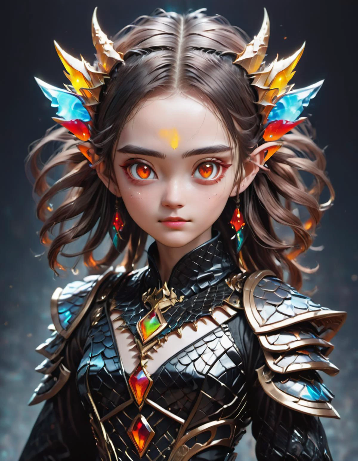 ( fullbody shot:3.0) Twenty-something Muscular, Berber, Chestnut eyes, Torn Ears, Wide Nose, Protruding Chin, Unique face shape, Elegant Neckline, , Black Disconnected undercut hair, Joy, wearing F41Arm0rXL <lora:Fae_Armor_XL:1>