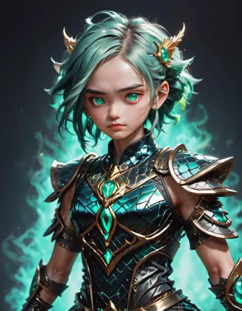 ( fullbody shot:3.0) maLe Golden age Muscular, South Asian, Black eyes, Round Jaw, Smooth Cheeks, Round face shape, Shapely Neck, , Mint Green Messy hair hair, Anger, wearing F41Arm0rXL <lora:Fae_Armor_XL:1>