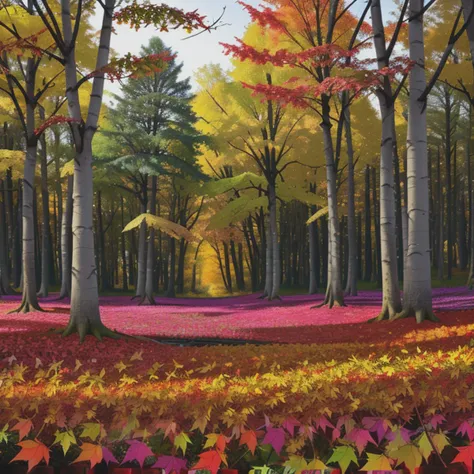 (16k uhd)aid210,(colorful:1.5),landscape/scenery,Cinematic Lighting,(autumn maple forest:1.3),full moon,(((Dreamy forest:1.3))),flower field,starry sky,stream,ripples,bird,squirrel,fox,bunny,mammal,bush/shrub,maple_tree,maple_leaf,cherry_blossoms,forest,panorama,cinematic_angle,depth of field,<lora:beautifulRealistic_v7:1>,<lora:kkw-HDR-v1.0a:1>, kkw-HDR,