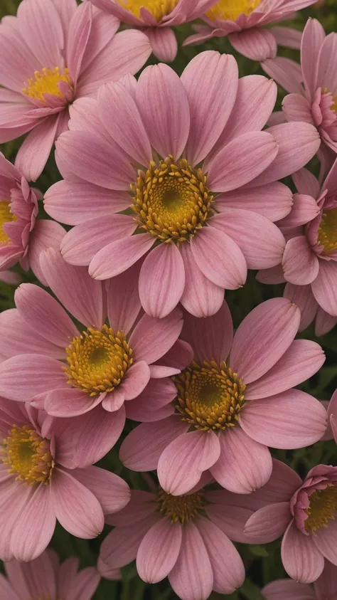 An exquisite close-up photograph of radiant, iridescent flowers in a meadow, using a macro lens to capture the intricate patterns and vibrant hues in high definition.