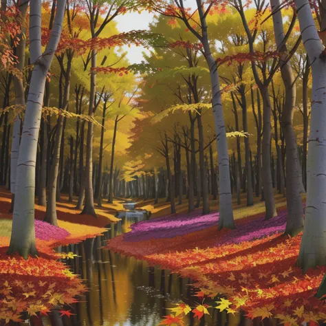 (16k uhd)aid210,(colorful:1.5),landscape/scenery,Cinematic Lighting,(autumn maple forest:1.3),full moon,(((Dreamy forest:1.3))),flower field,starry sky,stream,ripples,bird,squirrel,fox,bunny,mammal,bush/shrub,maple_tree,maple_leaf,cherry_blossoms,forest,panorama,cinematic_angle,depth of field,<lora:beautifulRealistic_v7:1>,<lora:kkw-HDR-v1.0a:1>, kkw-HDR,