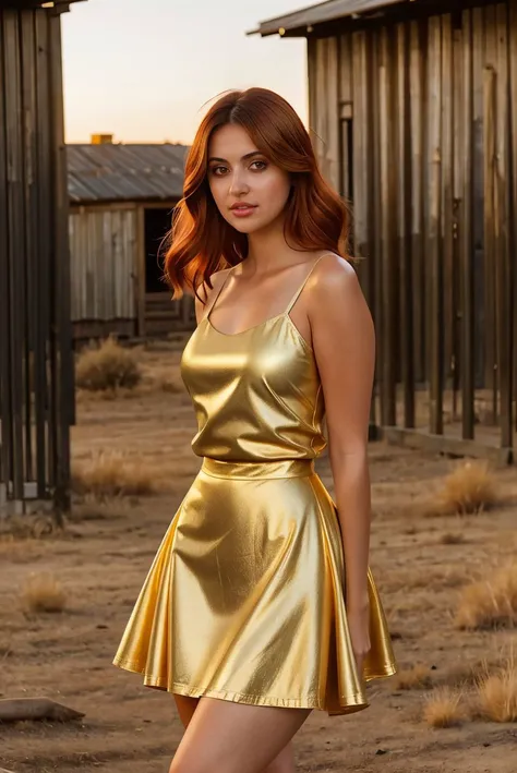 A full color portrait of a beautiful woman, wearing a metallic gold party dress with a flared skirt, in a low-light hideaway <lora:NightphotoV1-0:0.4>, HDR Foto, epic character composition,by ilya kuvshinov, alessio albi, nina masic,sharp focus, subsurface scattering, f2, 35mm, film grain , red hair <lora:Natash:1>